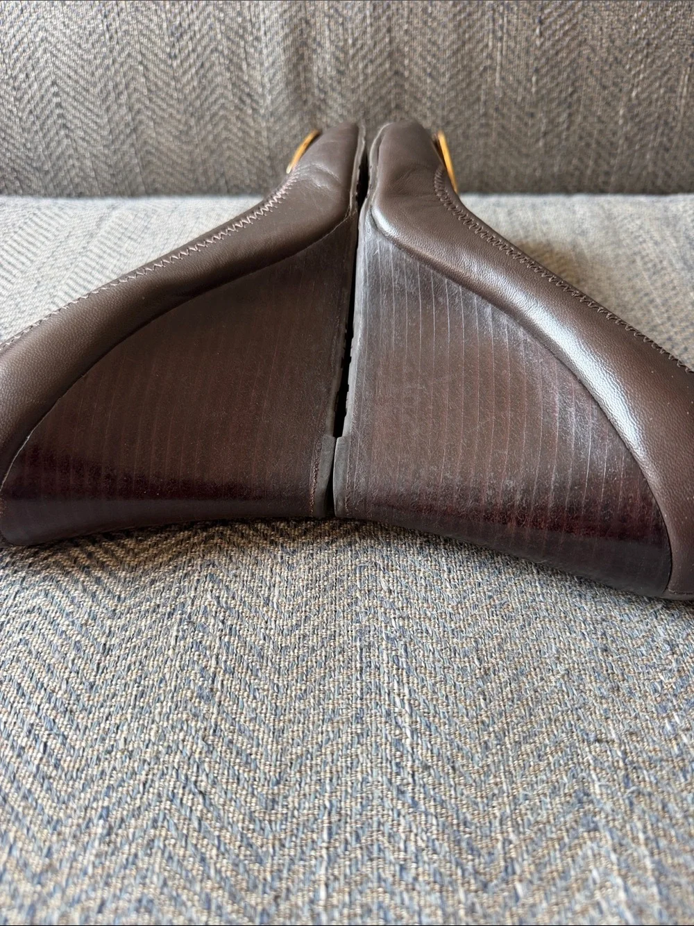 Tory Burch Alice Women’s Brown Leather Wedge Heels Size: 9.5M